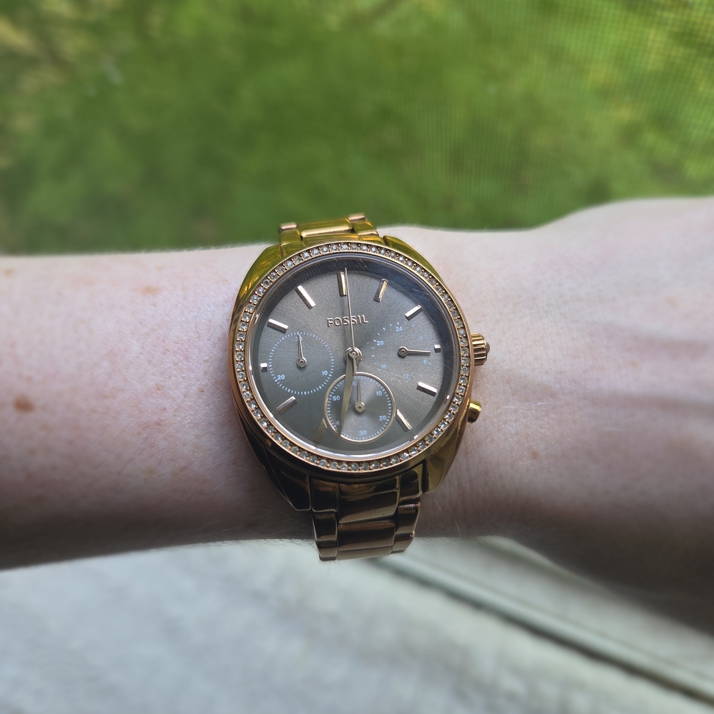 Fossil Gold-Tone Watch with Crystal Accents